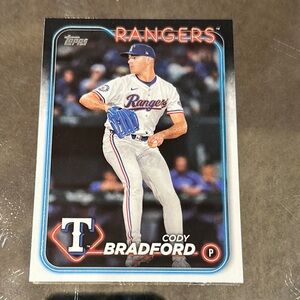 Topps Rangers Cody Bradford Card with Blue and White Design
